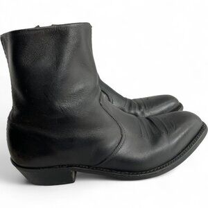 Double-H Black Leather Ankle Size Zip Western Biker Cowboy Boots Men's 10 D